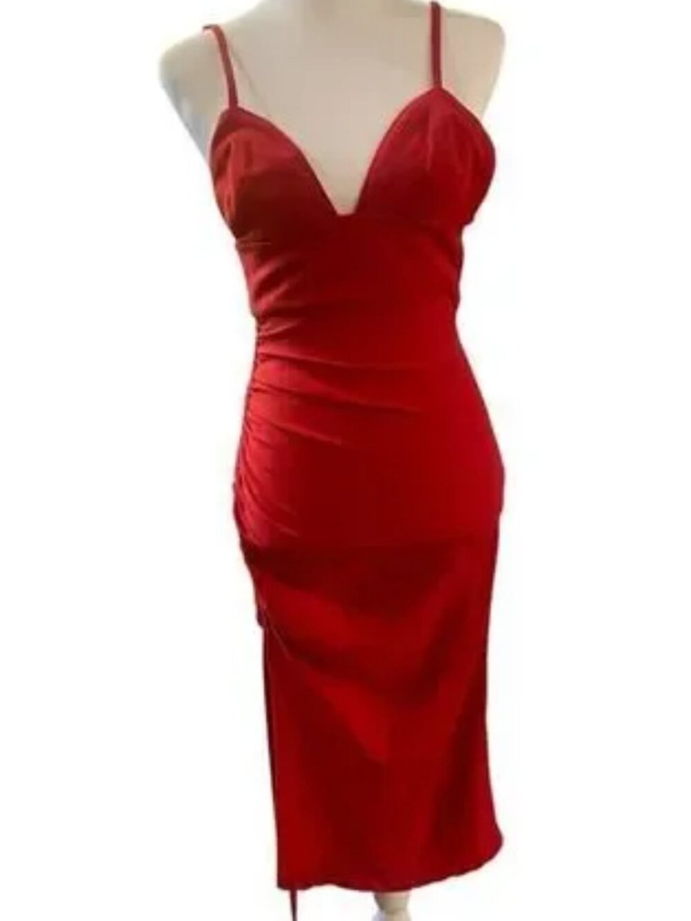 Prabal Gurung Drawstring Ruched Bodycon Cocktail Party Dress Red $895 Sz 6 - Picture 7 of 9